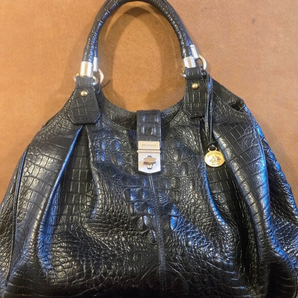 Brahmin Celia Melbourne leather croc signature bag - Picture 1 of 12